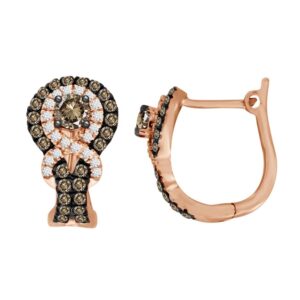 LADIES EARRING 1.00CT DARK BROWN/ROUND DIAMOND 14K ROSE GOLD