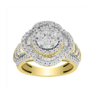 LADIES RING 1.00CT ROUND DIAMOND 10K YELLOW GOLD
