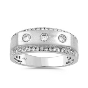 MEN'S RING 0.50CT ROUND DIAMOND 14K WHITE GOLD
