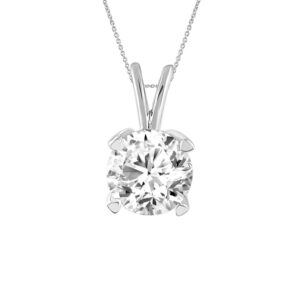 LADIES  SOLITAIRE PENDANT 0.50CT ROUND DIAMOND 14K WHITE GOLD