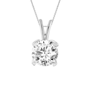 LADIES  SOLITAIRE PENDANT 0.75CT ROUND DIAMOND 14K WHITE GOLD
