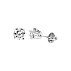 LADIES  STUDS EARRINGS 0.75CT ROUND DIAMOND 14K WHITE GOLD