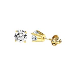 LADIES  STUDS EARRINGS 0.75CT ROUND DIAMOND 14K YELLOW GOLD