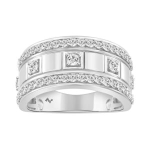 MEN'S BAND 1.00CT ROUND DIAMOND 10K WHITE GOLD