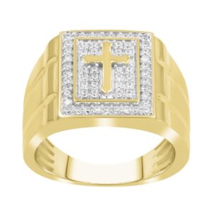 MEN'S RING 0.50CT ROUND DIAMOND 10K YELLOW GOLD