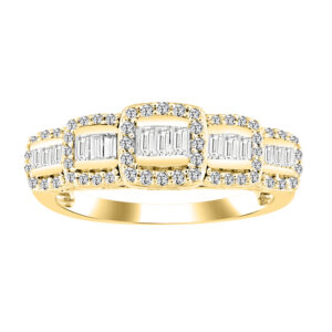 LADIES RING 0.50CT ROUND/BAGUETTE DIAMOND 14K YELLOW GOLD (SI QUALITY)