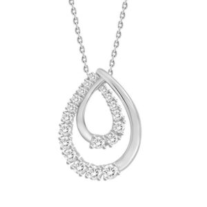LADIES PENDANT WITH CHAIN 0.25CT ROUND DIAMOND 14K WHITE GOLD