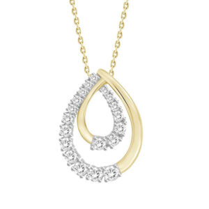 LADIES PENDANT WITH CHAIN 0.25CT ROUND DIAMOND 14K YELLOW GOLD
