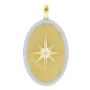 LADIES PENDANT WITH CHAIN 0.50CT ROUND DIAMOND 14K YELLOW GOLD