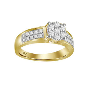 LADIES RING 0.50CT ROUND DIAMOND 10K YELLOW GOLD
