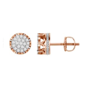 LADIES EARRINGS 0.50CT ROUND DIAMOND 10K ROSE GOLD