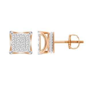 LADIES EARRINGS 0.50CT ROUND DIAMOND 10K ROSE GOLD