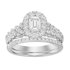 LADIES SEMI MOUNT BRIDAL SET 0.70CT ROUND DIAMOND 14K WHITE GOLD
