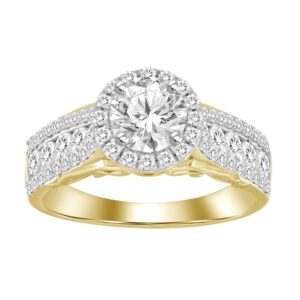 LADIES RING 1.55CT ROUND DIAMOND 14K YELLOW GOLD(SI QUALITY) (CENTER STONE 0.75 CT ROUND DIAMOND)