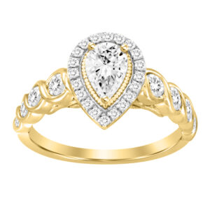 LADIES RING 1.00CT ROUND/PEAR DIAMOND 14K YELLOW GOLD(SI QUALITY) (CENTER STONE 0.50 CT PEAR DIAMOND)