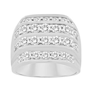 MEN'S RING 3.00CT ROUND DIAMOND 10K WHITE GOLD