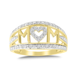 LADIES RING 0.25CT ROUND DIAMOND 10K YELLOW GOLD