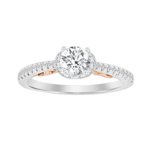 LADIES RING 1.00CT ROUND DIAMOND 14K WHITE/ROSE GOLD