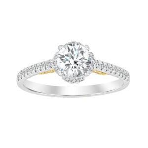 LADIES RING 1.00CT ROUND DIAMOND 14K WHITE/YELLOW GOLD