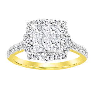 LADIES RING 1.50CT ROUND/PRINCESS DIAMOND 14K YELLOW GOLD
