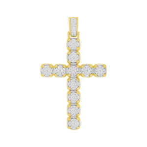 MEN'S PENDANT 1.50CT ROUND DIAMOND 10K YELLOW GOLD