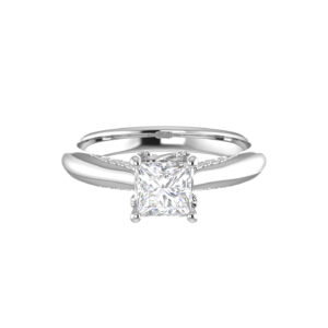 LADIES RING 0.13CT ROUND/PRINCESS DIAMOND 14K WHITE GOLD (CENTER STONE 1 CT PRINCESS DIAMOND)
