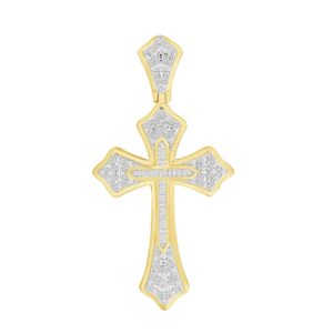 MEN'S PENDANT 0.33CT ROUND/BAGUETTE DIAMOND 10K YELLOW GOLD