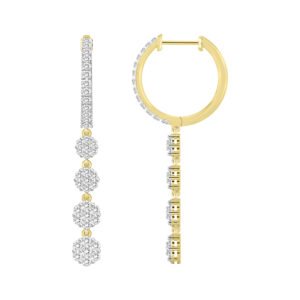 LADIES EARRINGS 0.75CT ROUND DIAMOND 10K YELLOW GOLD