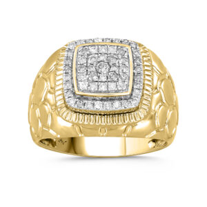 MEN'S RING 0.50CT ROUND DIAMOND 10K YELLOW GOLD