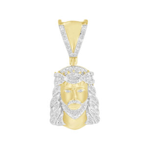 MEN'S PENDANT 0.16CT ROUND DIAMOND 10K YELLOW GOLD