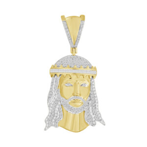 MEN'S PENDANT 0.50CT ROUND/BAGUETTE DIAMOND 10K YELLOW GOLD