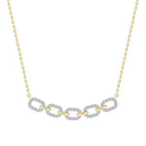 LADIES NECKLACE 0.50CT ROUND DIAMOND 14K YELLOW GOLD