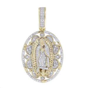 MEN'S CHARM PENDANT 0.16CT ROUND DIAMOND 10K YELLOW GOLD