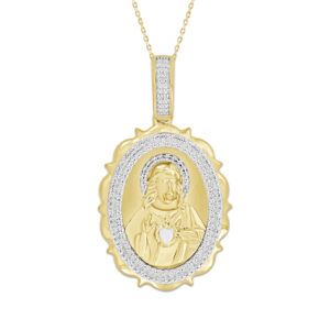 MEN'S CHARM PENDANT 0.16CT ROUND DIAMOND 10K YELLOW GOLD