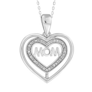LADIES  PENDANT WITH CHAIN 0.05CT ROUND DIAMOND  STERLING SILVER/WHITE