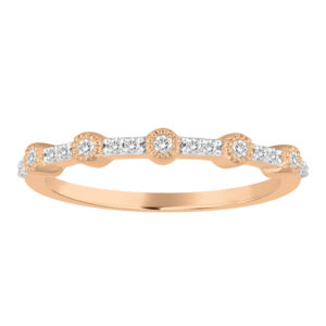 LADIES  BAND 0.10CT ROUND DIAMOND 14K ROSE GOLD