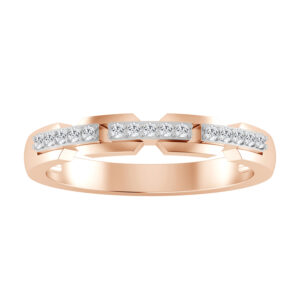 LADIES  BAND 0.10CT ROUND DIAMOND 14K ROSE GOLD