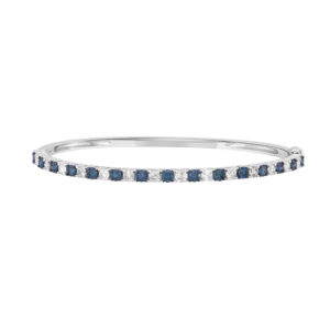 LADIES  BANGLE 2.70CT ROUND/BLUE DIAMOND 14K WHITE GOLD