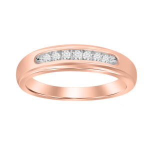 MEN'S  BAND 0.25CT ROUND DIAMOND 14K ROSE GOLD