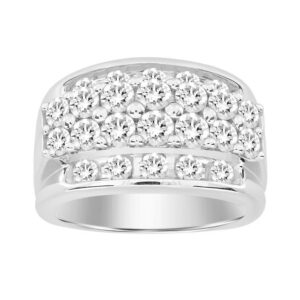 MEN'S  RING 3.00CT ROUND DIAMOND 10K WHITE GOLD