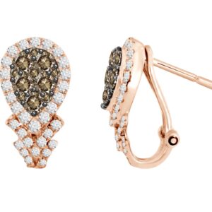 LADIES EARRINGS 1.20CT DARK BROWN/ROUND DIAMOND 14k ROSE GOLD