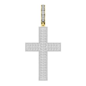 MEN'S PENDANT 2.00CT ROUND/BAGUETTE DIAMOND 10K YELLOW GOLD