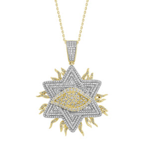 MEN'S CHARM PENDANT 1.50CT ROUND DIAMOND 10K YELLOW GOLD