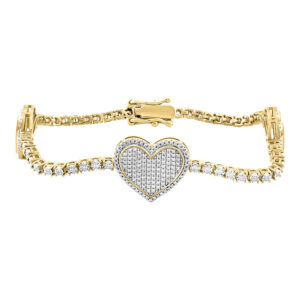 LADIES BRACELET 1.00CT ROUND DIAMOND 10K YELLOW GOLD