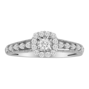 LADIES RING 0.33CT ROUND DIAMOND 14K WHITE GOLD