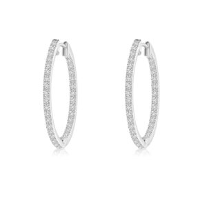 LADIES HOOPS EARRING 3.00CT ROUND DIAMOND 10K YELLOW GOLD