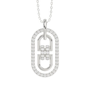 LADIES PENDANT WITH CHAIN 0.25CT ROUND DIAMOND 14K WHITE GOLD