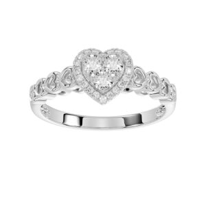 LADIES RING 0.12CT ROUND DIAMOND 14K WHITE GOLD