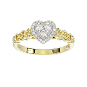 LADIES RING 0.12CT ROUND DIAMOND 14K YELLOW GOLD