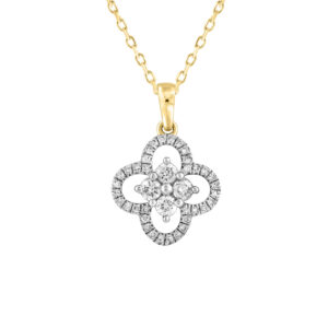 LADIES PENDANT WITH CHAIN 0.25CT ROUND DIAMOND 14K YELLOW GOLD
